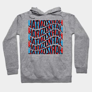 Horizontal Waves Typography (Cyan Red Black) Hoodie